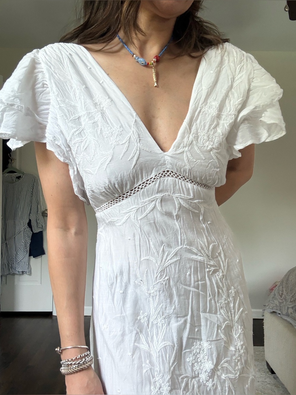 Anthropologie Love the Label White Embroidered High Low Dress - Picture 2 of 10
